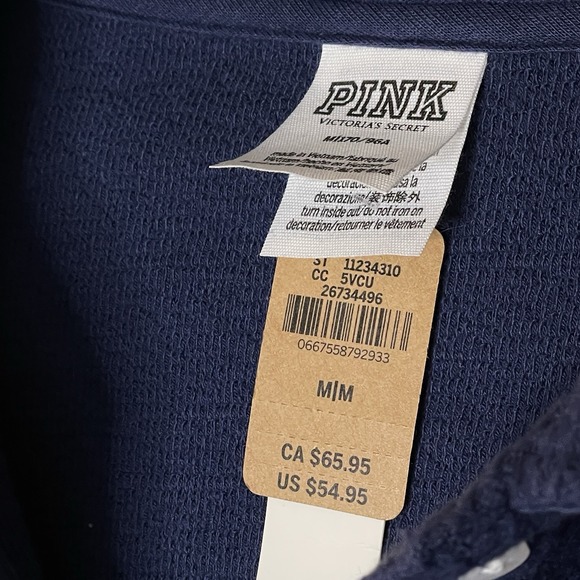 PINK Victoria's Secret cropped Reverse Fleece Polo Sweatshirt Crop Top M NEW NWT - Picture 5 of 10